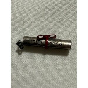 Diploma Graduation Red Enamel Vintage Estate 925 Sterling Silver Charm